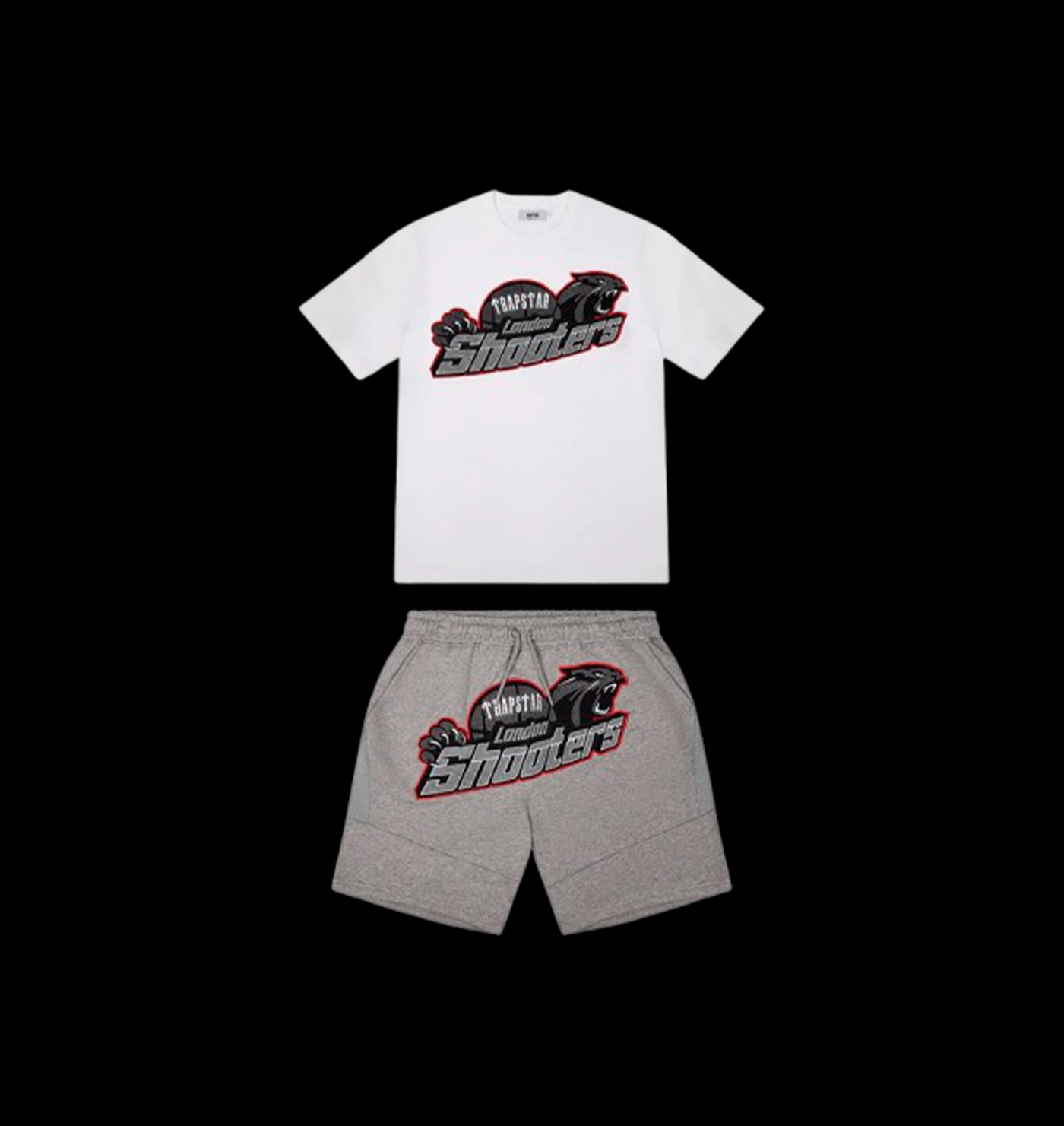 TRAPSTAR SHOOTERS TEE & SHORTS SET - (WHITE/GREY/RED)